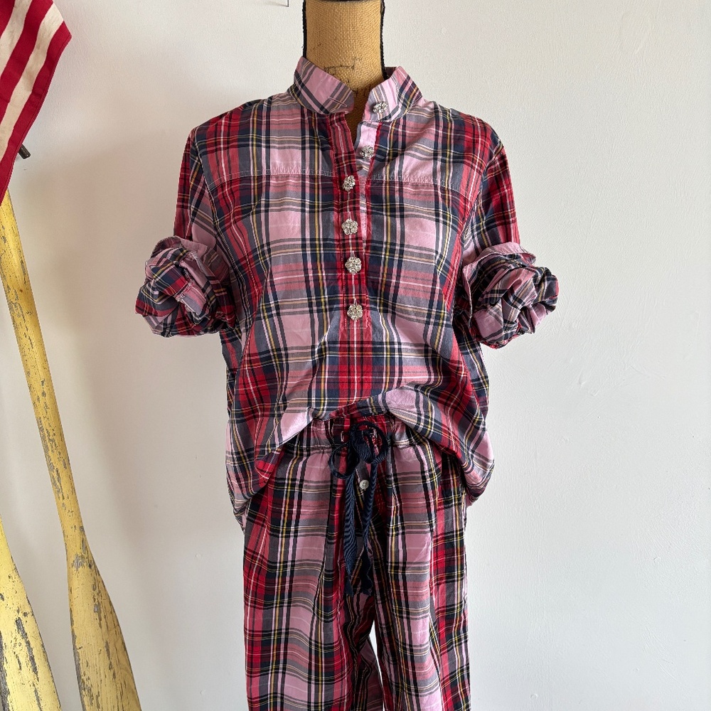 J. Crew pink plaid Oxford shirt